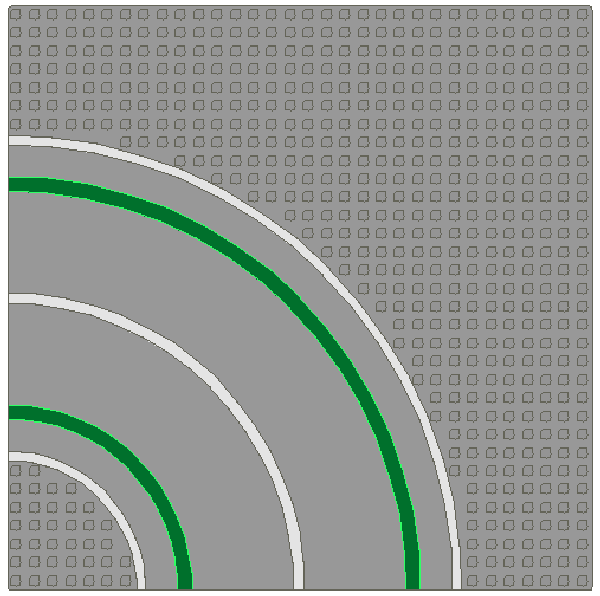 Light Gray Baseplate, Road 32 x 32 7-Stud Curve with Road Pattern