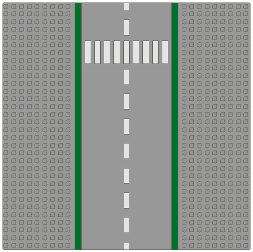 Light Gray Baseplate, Road 32 x 32 9-Stud Straight with Road and Crosswalk Pattern