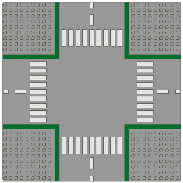 Light Gray Baseplate, Road 32 x 32 9-Stud Crossroads with Road Pattern