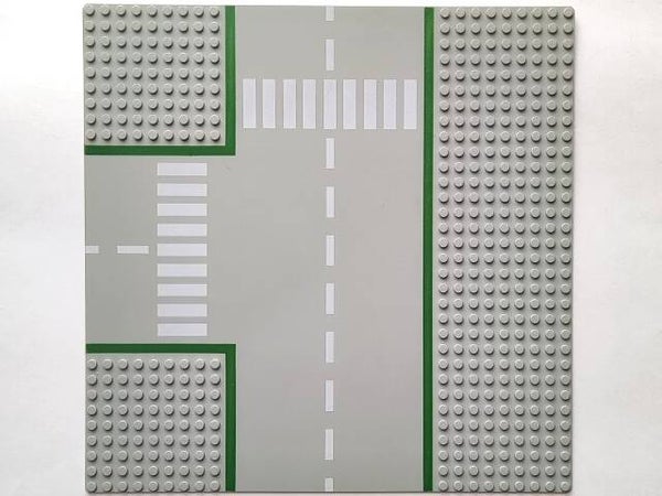 Light Gray Baseplate, Road 32 x 32 9-Stud T Intersection with Road Pattern