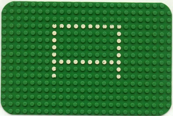 Green Baseplate 16 x 24 with Rounded Corners and Set 344 Dots Pattern