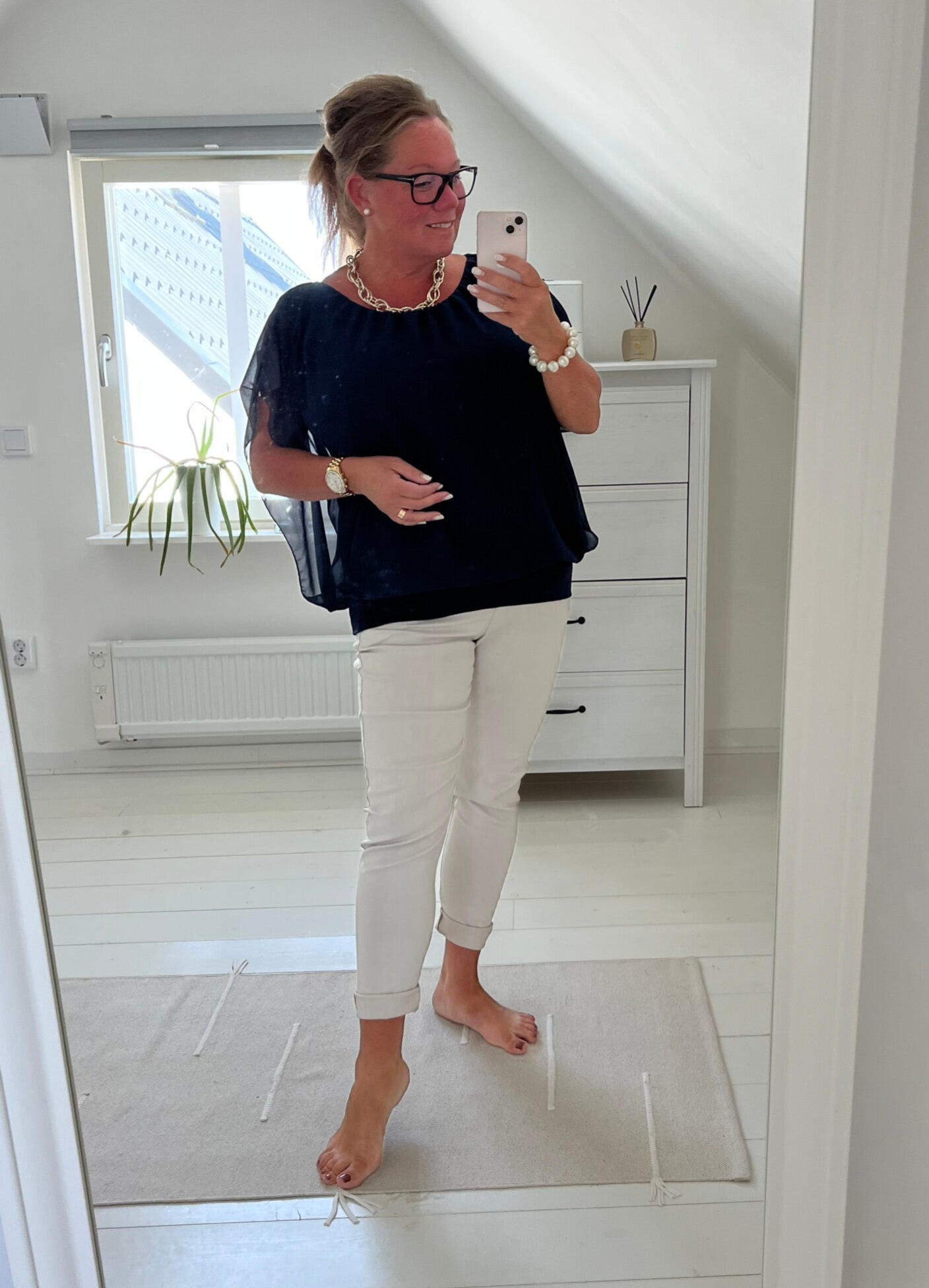 Chiffonblus marinblå