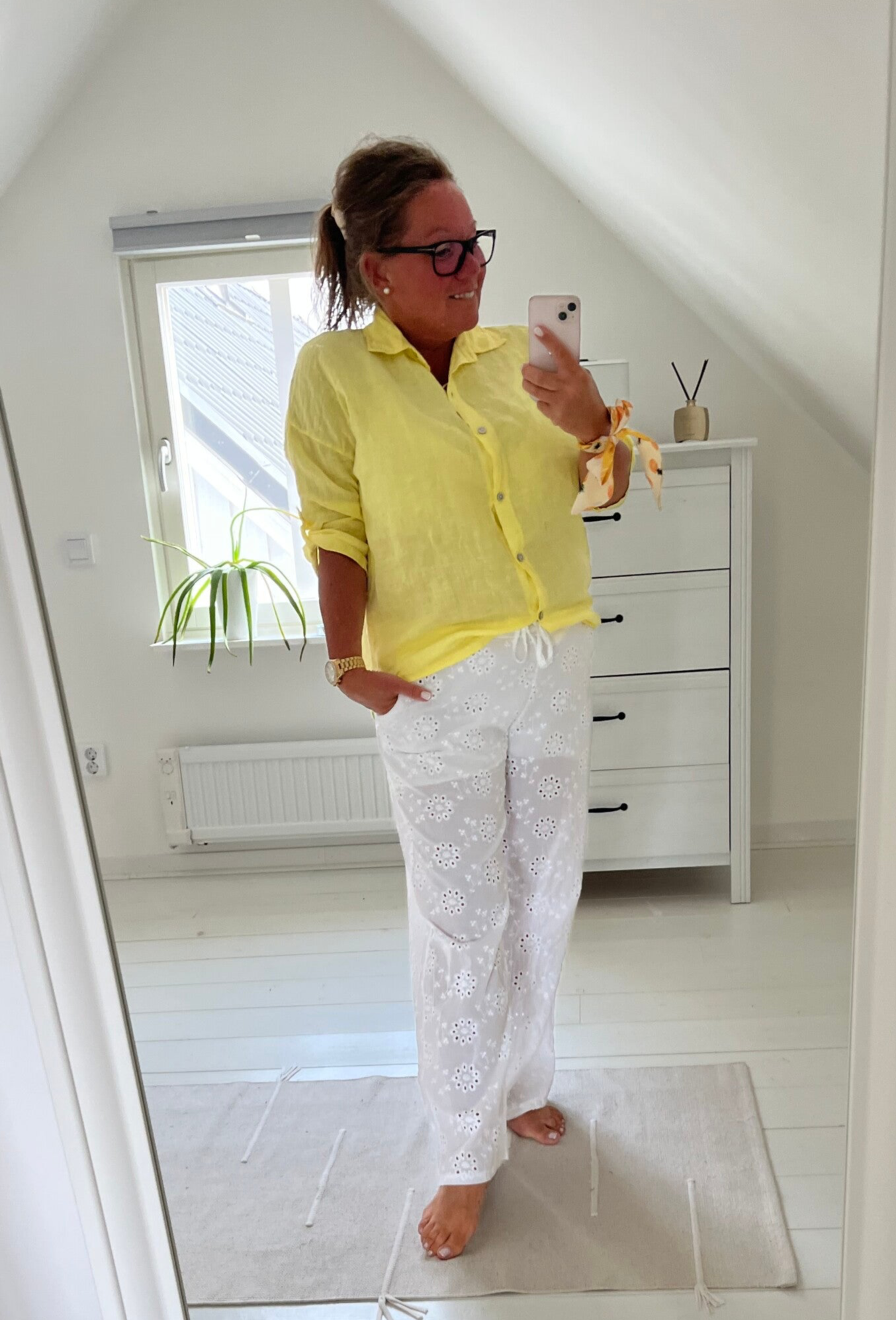 Byxa med innershorts vit