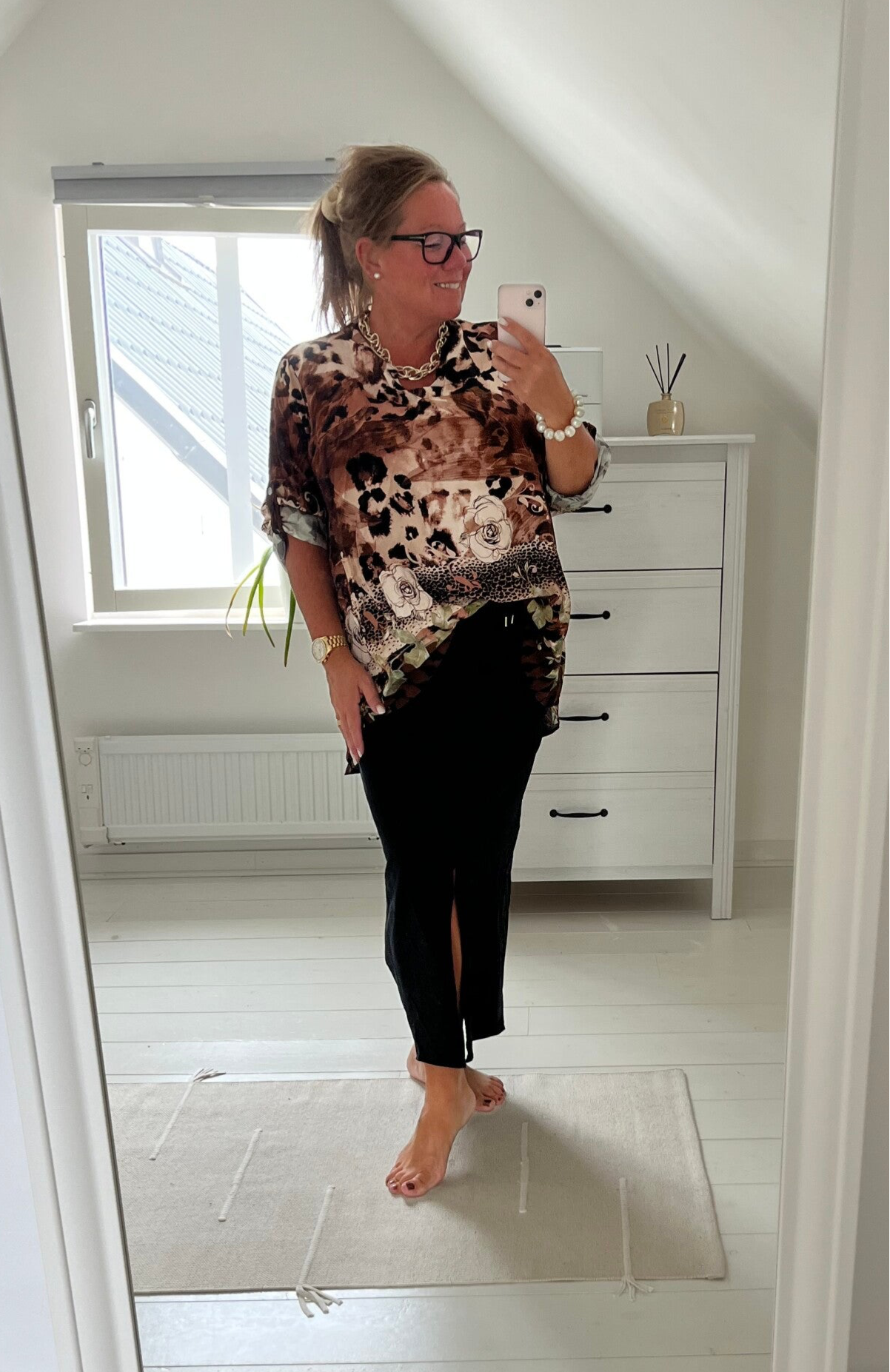 Mönstrad leopard blus svart/brun