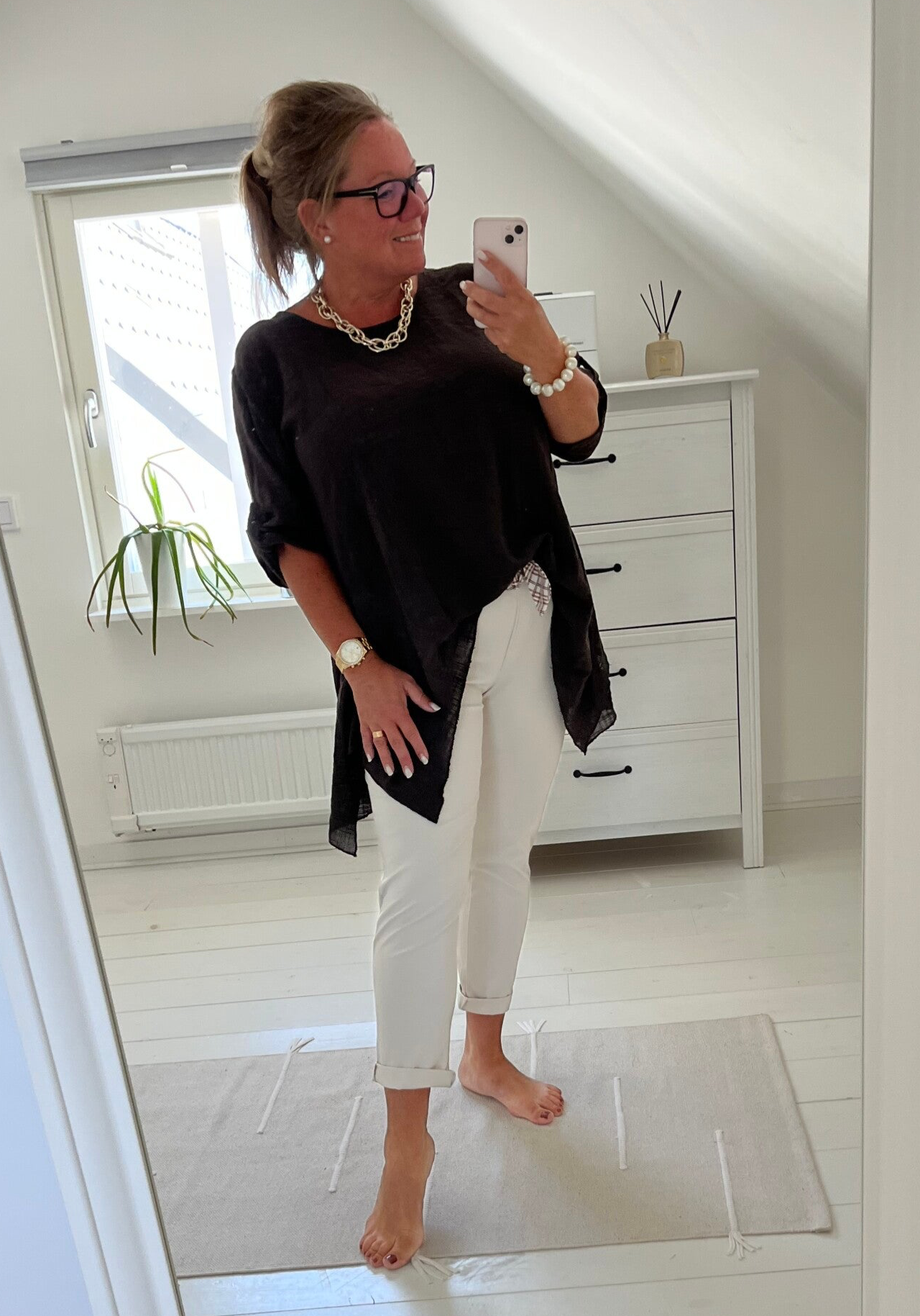 Finbyxor med volagkant beige