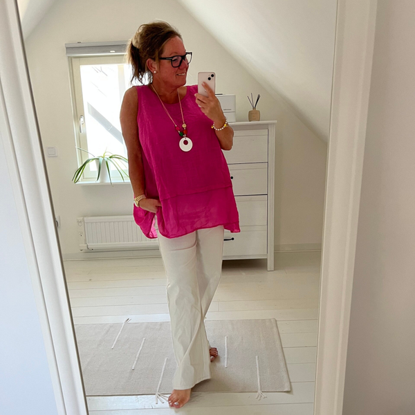 Ärmlös oversize topp cerise