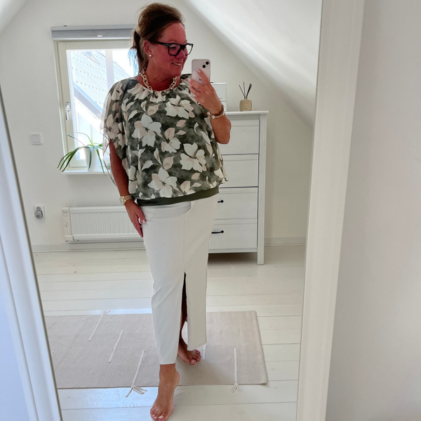 Chiffonblus blommig grön