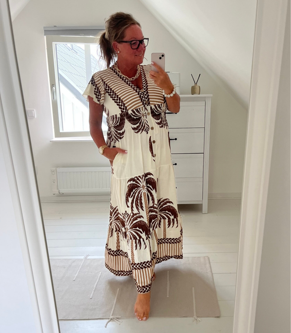 Långklänning brun palm