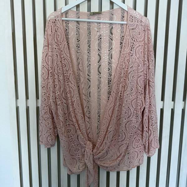 Bolero med knytband rosa