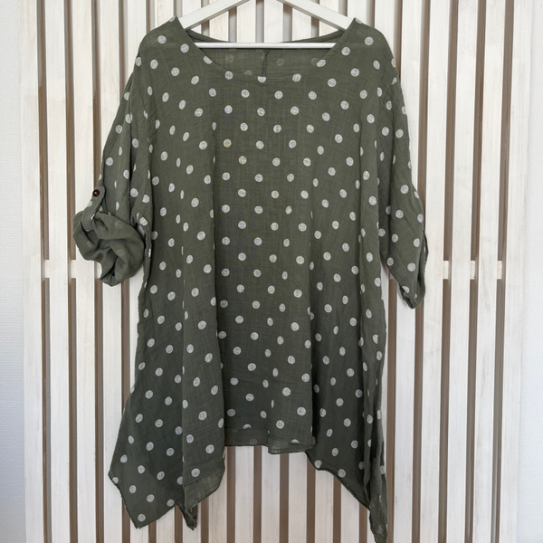 Prickig tunika/blus khaki