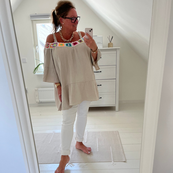 Oversize ljuvlig tunika beige