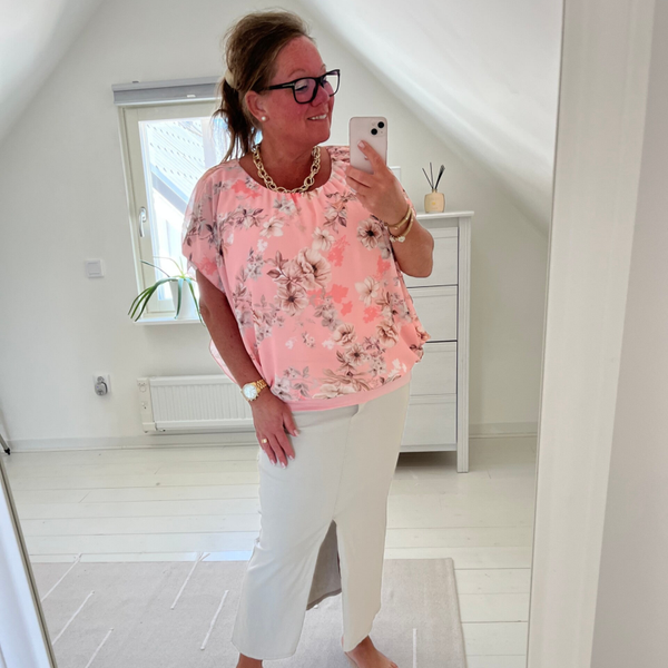 Chiffonblus blus blommig rosa