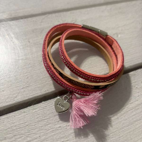 Omlott armband hjärta rosa