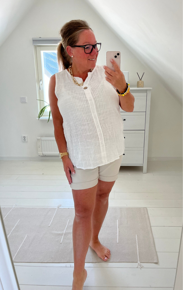 Ärmlös topp vit