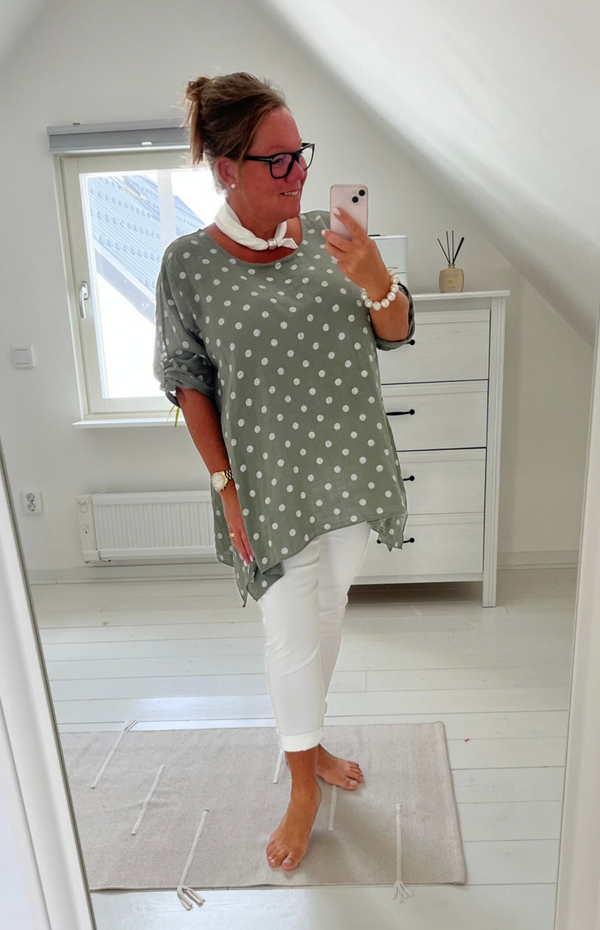 Prickig tunika/blus khaki