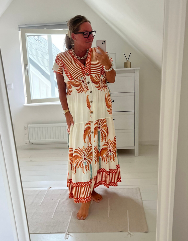 Långklänning orange palm