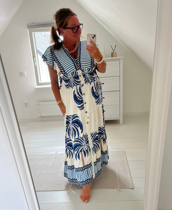 Långklänning blå palm