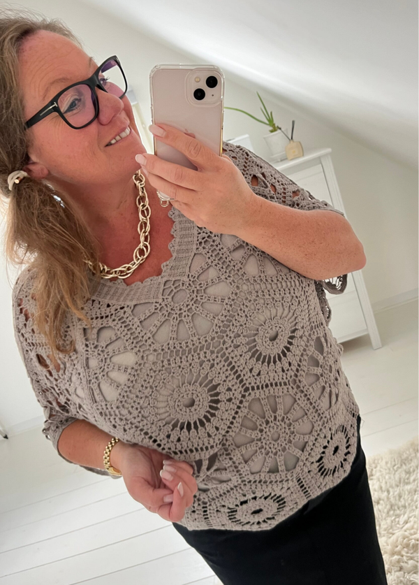 Virkad topp Ink linne taupe