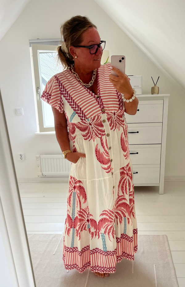 Långklänning rosa palm