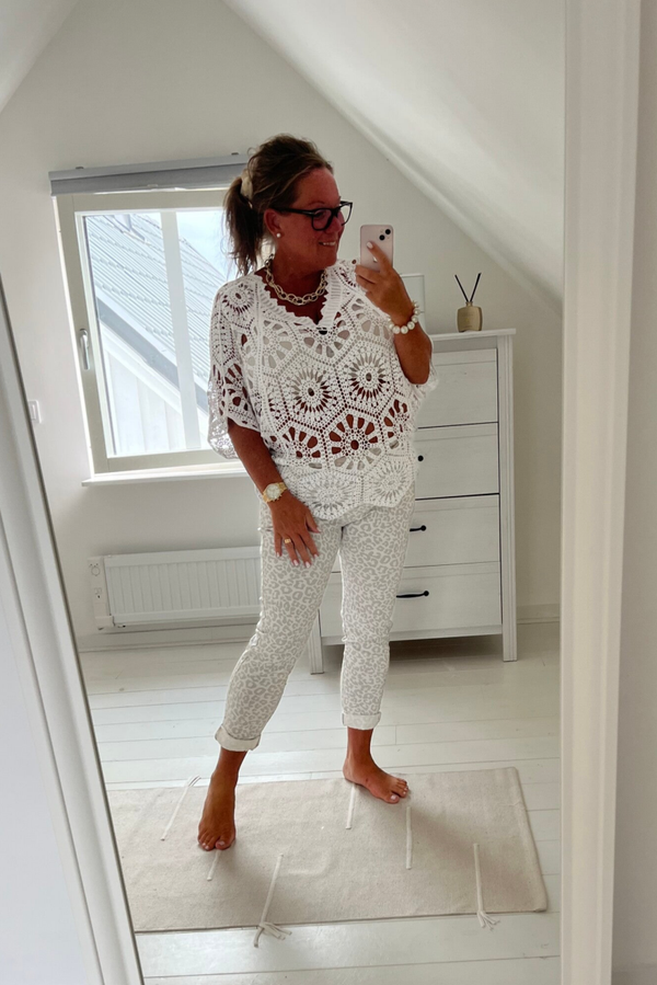 Virkad topp vit