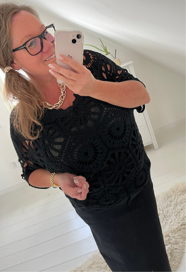 Virkad topp Ink linne svart