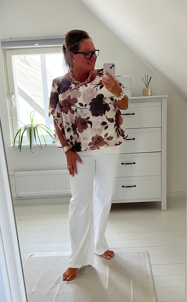 Chiffonblus mönster brun