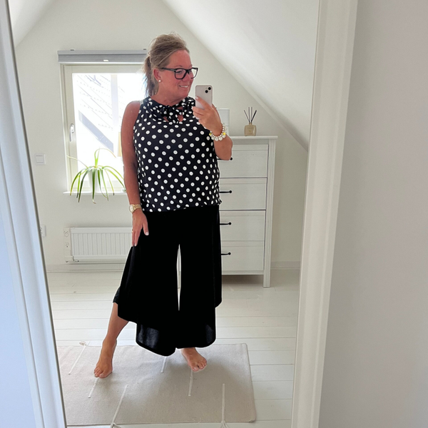 Halternecktopp svart/vit