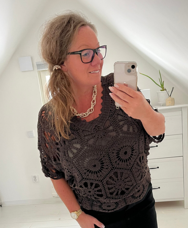 Virkad topp Ink linne brun