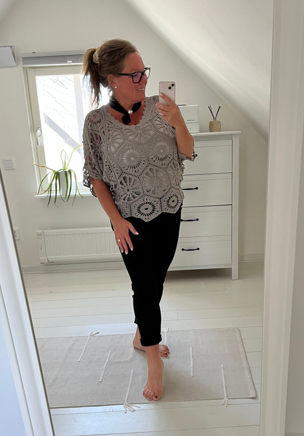 Virkad topp Ink linne taupe