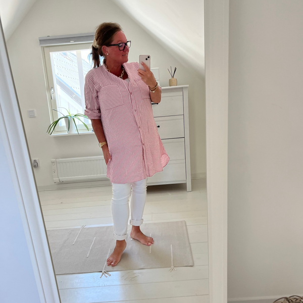 Randig bomullstunika rosa