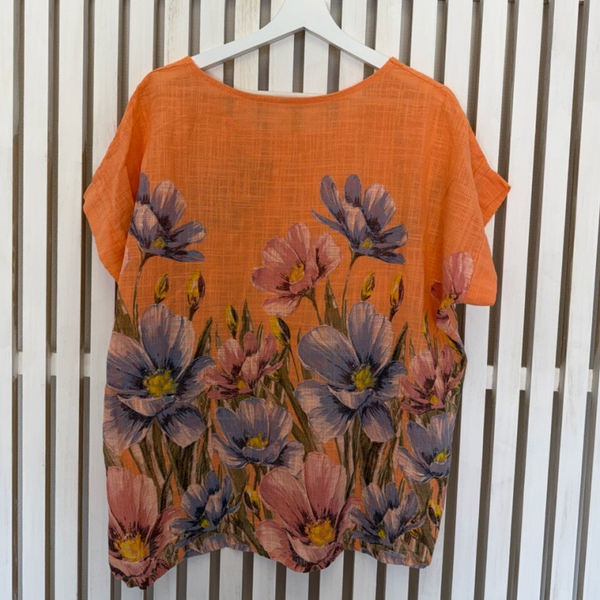 Blommig topp orange