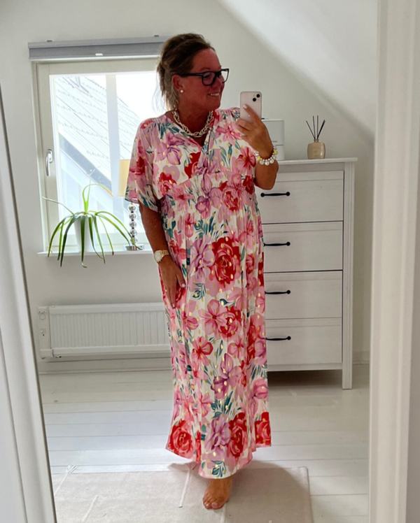 Långklänning rosa/röd