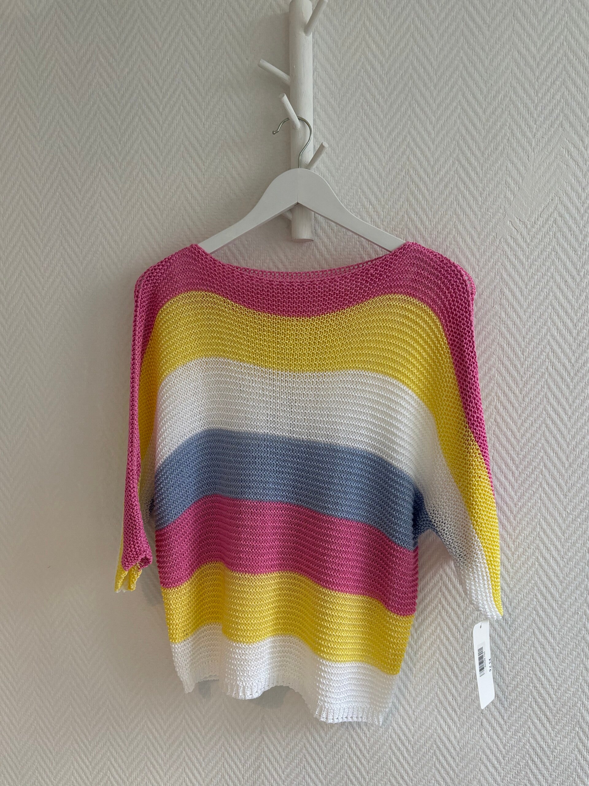 Flerfärgad randig stickad tröja