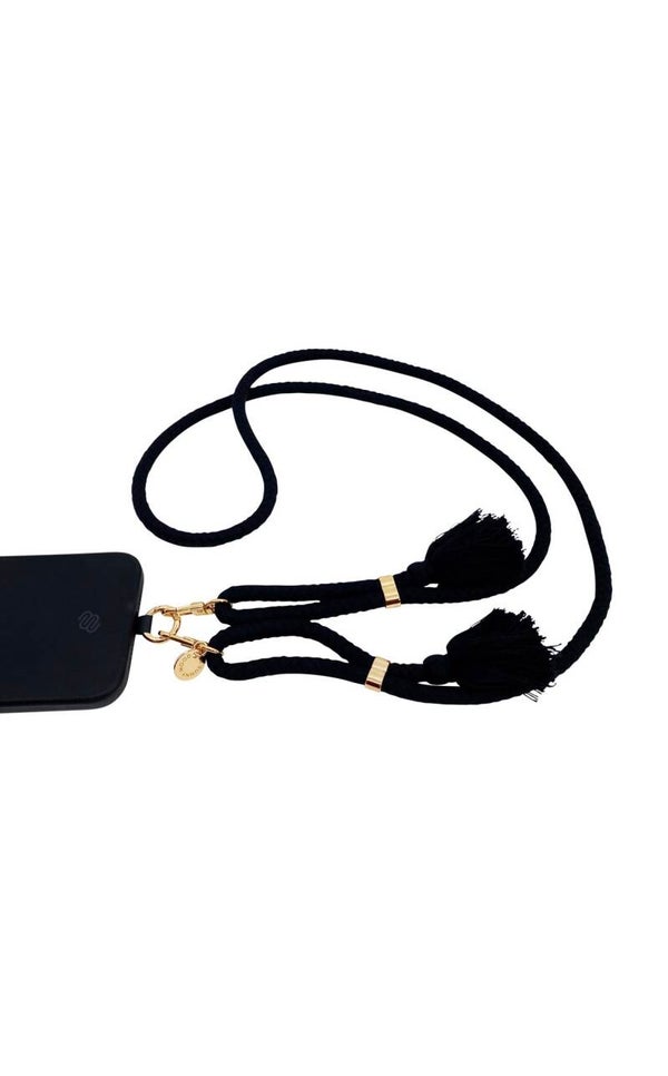 Mobilband svart m. fransar