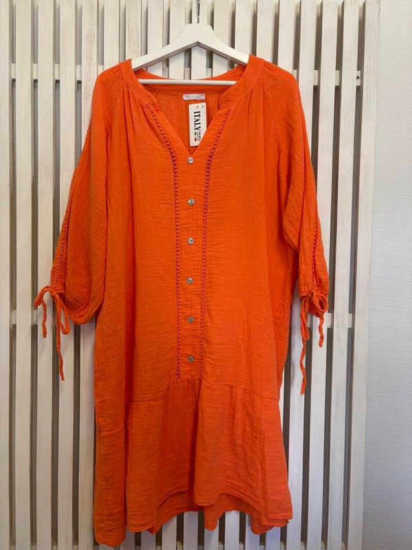 bomullsklänning orange