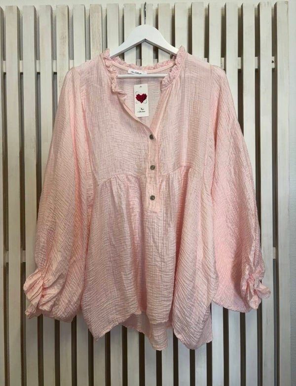 Magisk blus vida ärmar rosa