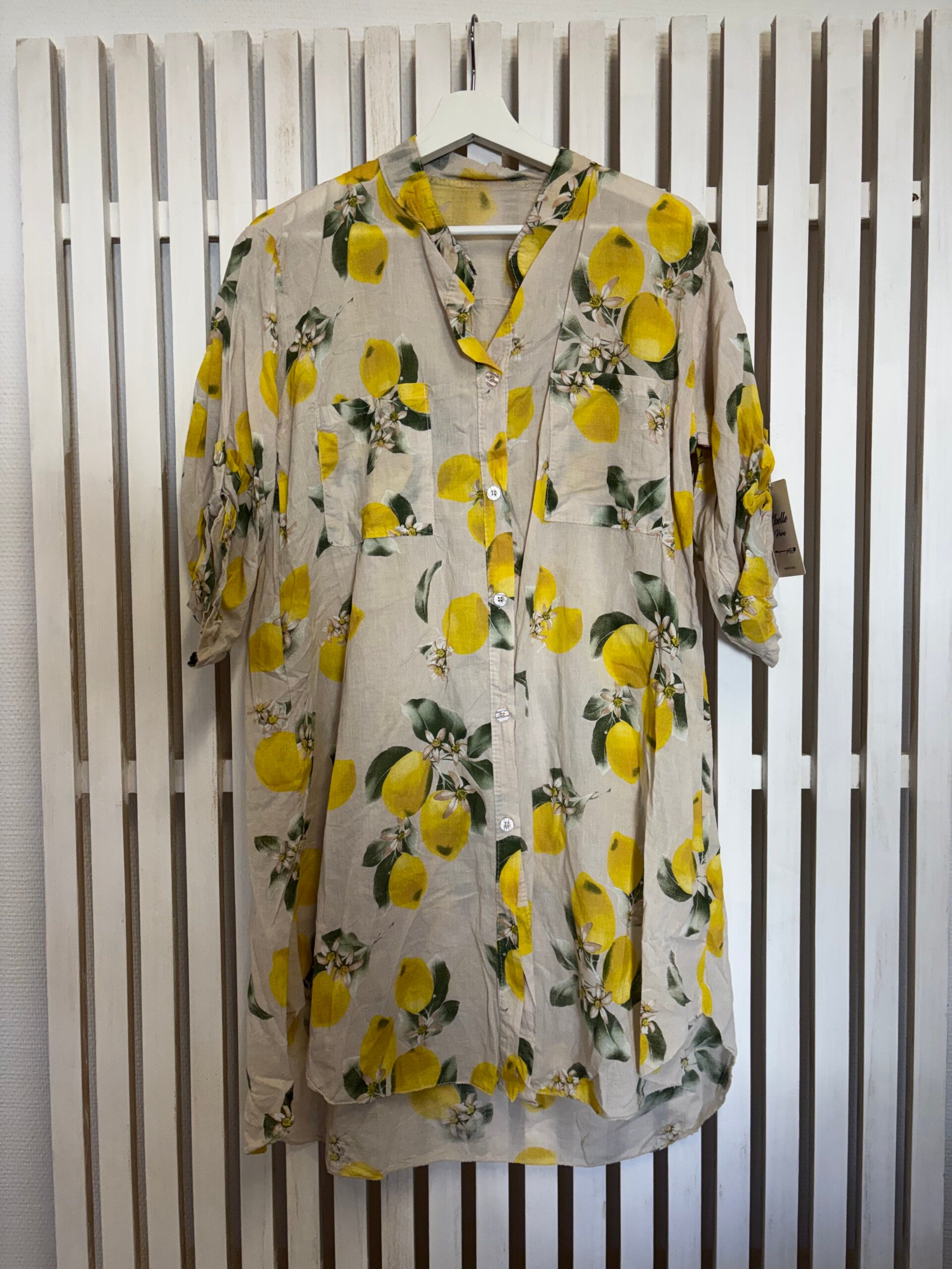 Tunnare skjortklänning beige citron