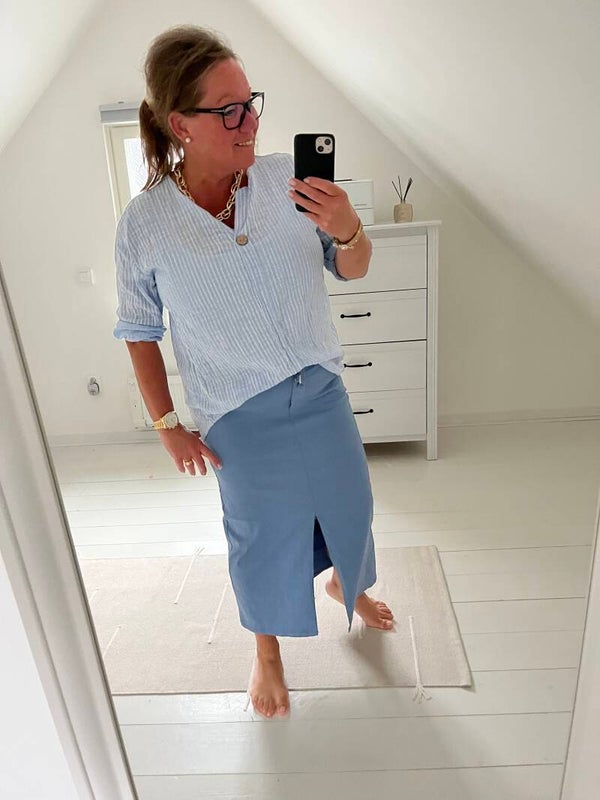 Magisk kjol lång jeansblå