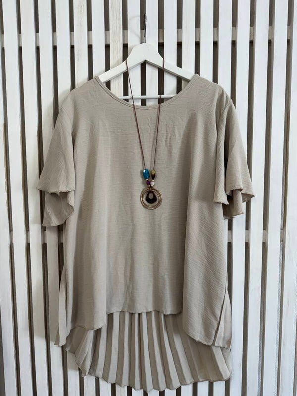 Beige blus m. Halsband