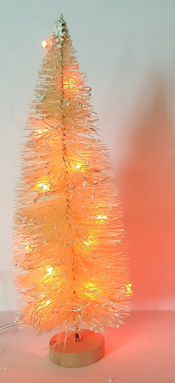 5" LED Light Up Orange Fairy Garden String Lighted Flocked Sisal Bottle Brush Miniature Mini Xmas Tree