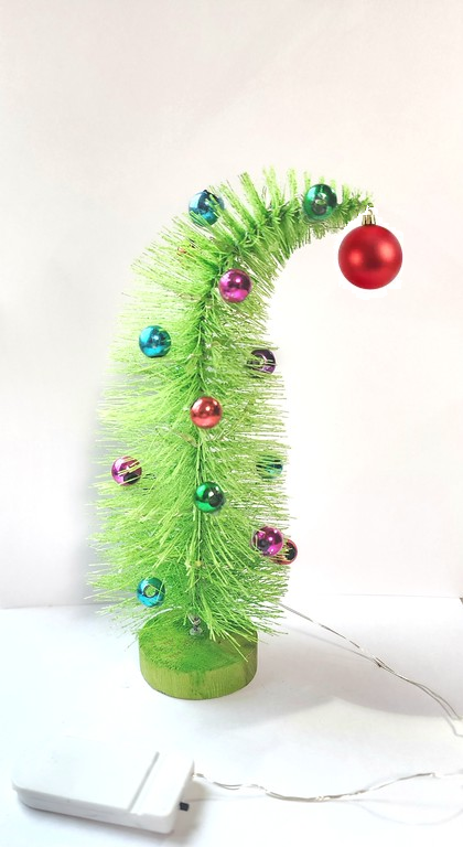 8 Inch LED Light Up GRINCH Mini Christmas TREE Holiday Xmas Decor Tabletop Desk Top Home Office