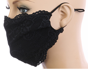 Black Lace Elegant Stylish Stretch Breathable Face Mask Washable Re-useable Adjustable Wholesale