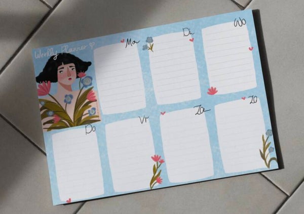 Weekplanner A5 _ meisje en bloemen