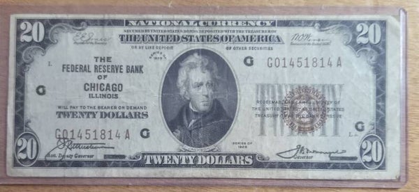 1929G $20 National Currency Note