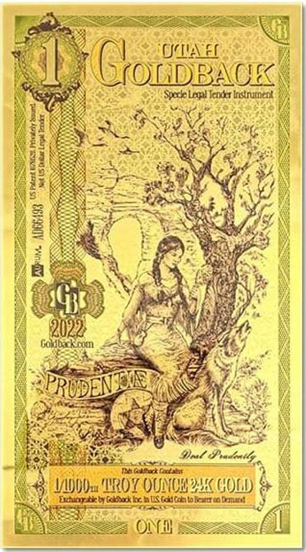 2022 Utah $1 Goldback
