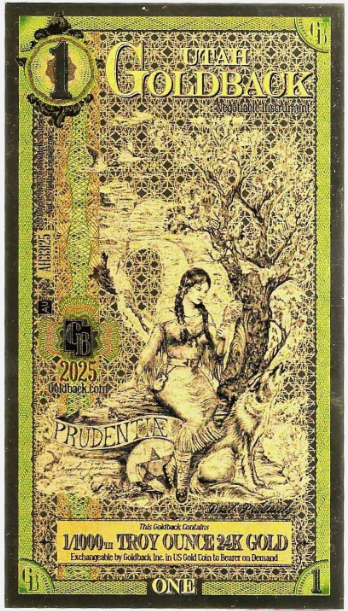 2025 Utah $1 Goldback