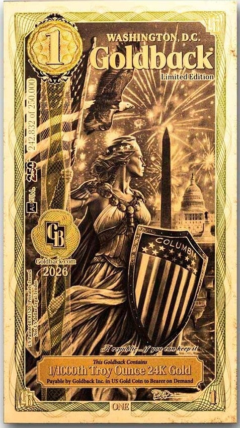 2026 Washington DC $1 Goldback