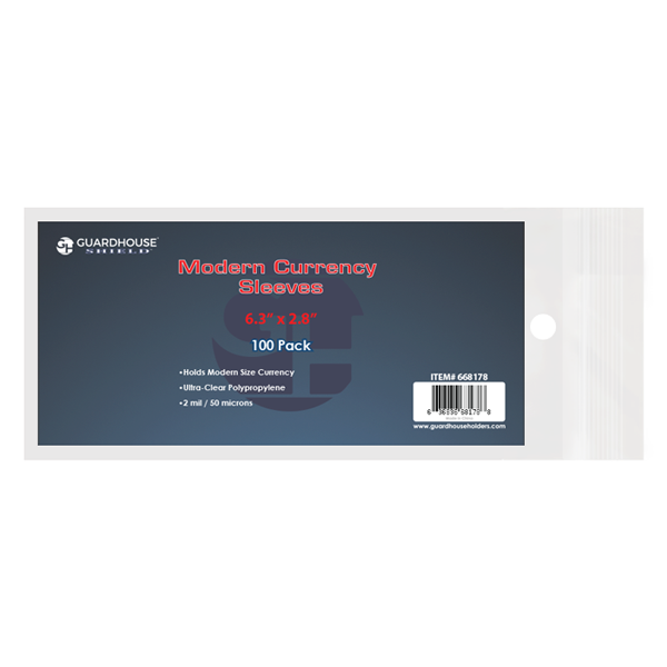 Shield Sleeve for Modern Currency 100 PK