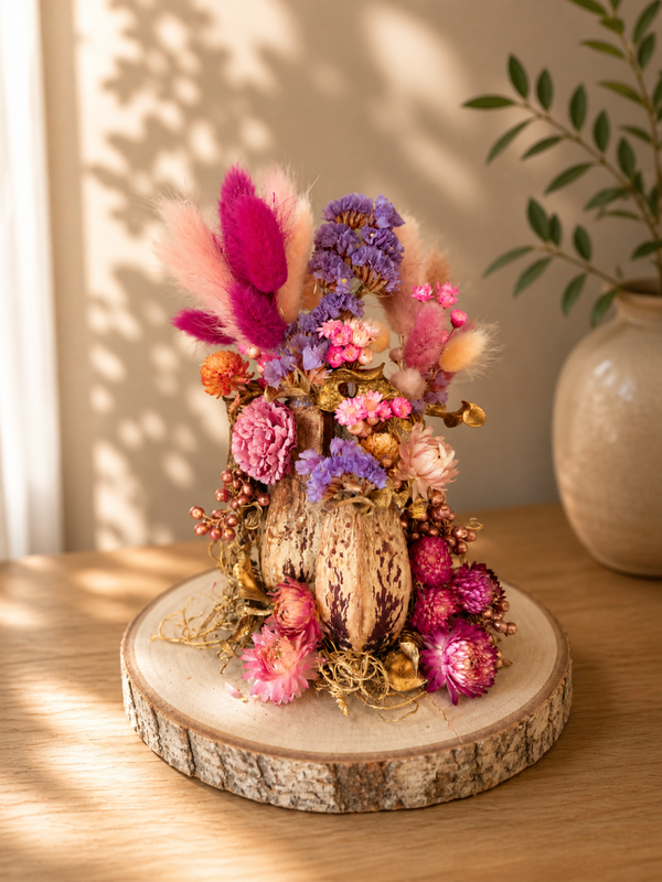 Fleurige creatie met droogbloemen