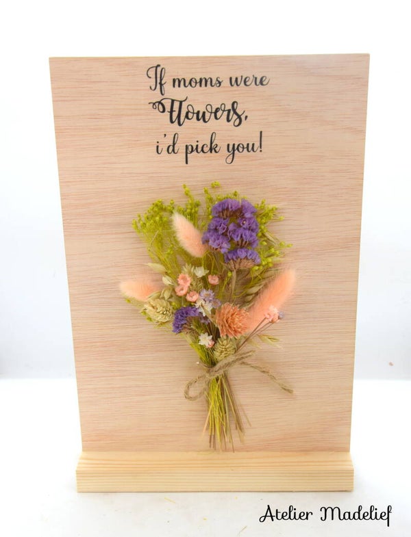 Houten blooming kaart groot - mama